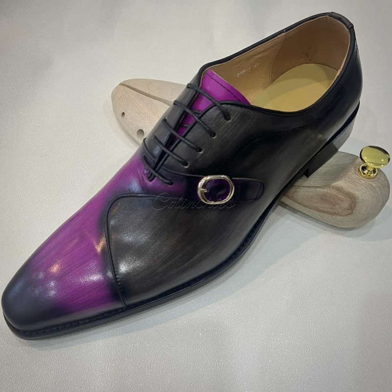 Gradient Purple & Black Oxfords Buckle Accent-Colinshoes