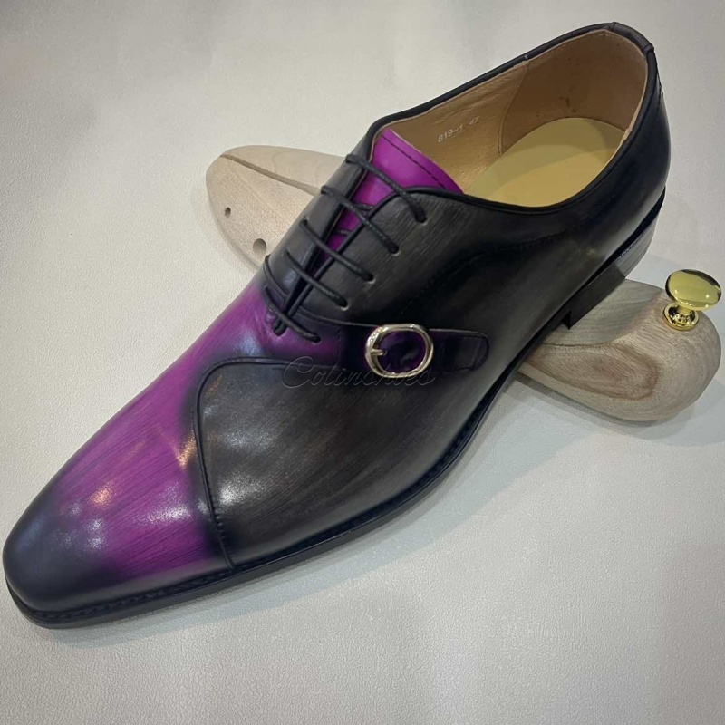 Gradient Purple & Black Oxfords Buckle Accent-Colinshoes