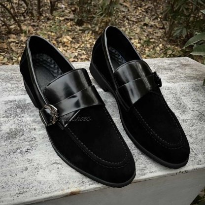 Casual Suede Shoes with Leather Buckle-Colinshoes