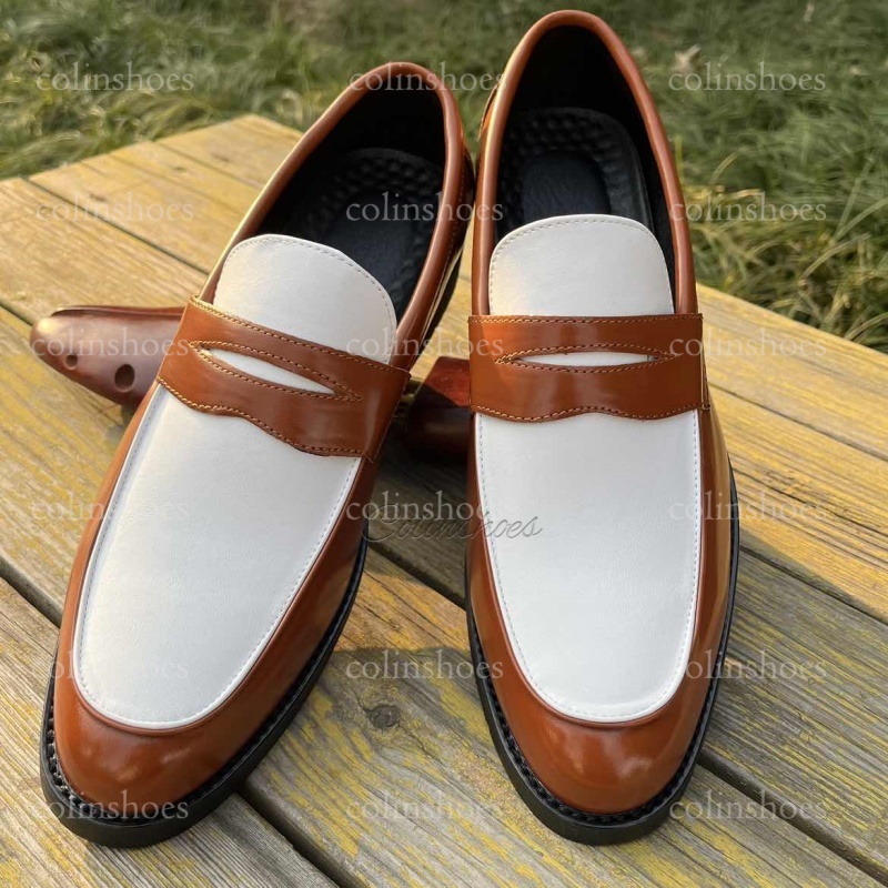 color block design on party dress loafers-Colinshoes