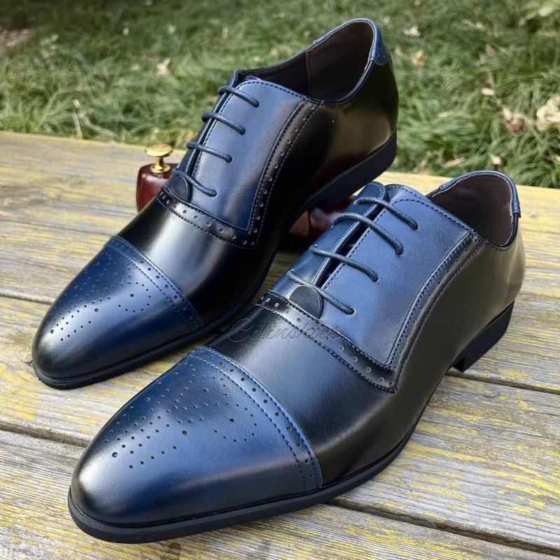 color block leather and brogue details on oxfords-Colinshoes