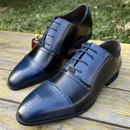 color block leather and brogue details on oxfords-Colinshoes