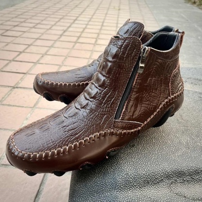 Croc-Print Lightweight Slip-resistant Ankle Boots-Colinshoes