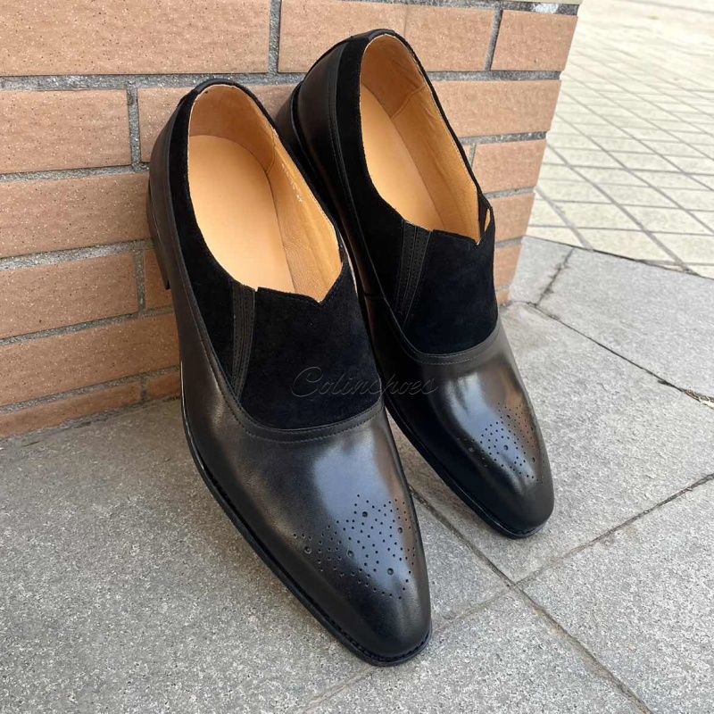 Stylish Suede Patchwork Loafers – ColinShoes