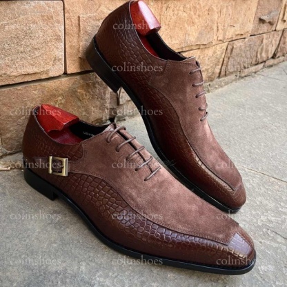 exotic leather suede oxford dress shoes-Colinshoes