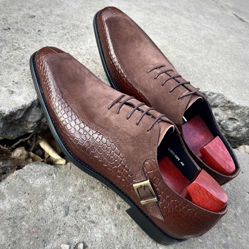 Italian Crafted Croc-Suede Hybrids Buckle Oxford-Colinshoes