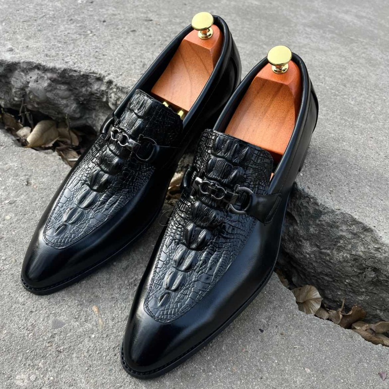 Croc-Embossed Luxury Look Budget Horsebit Loafers-Colinshoes