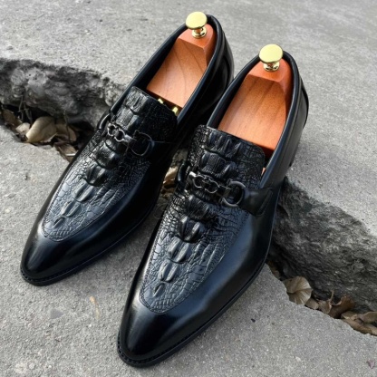 Croc-Embossed Luxury Look Budget Horsebit Loafers-Colinshoes
