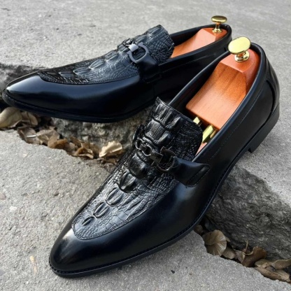 Croc-Embossed Luxury Look Budget Horsebit Loafers-Colinshoes