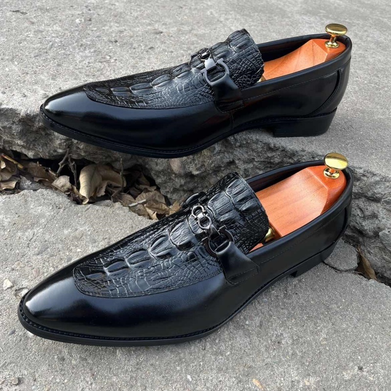 Stylish Exotic Leather Buckle Loafers – ColinShoes