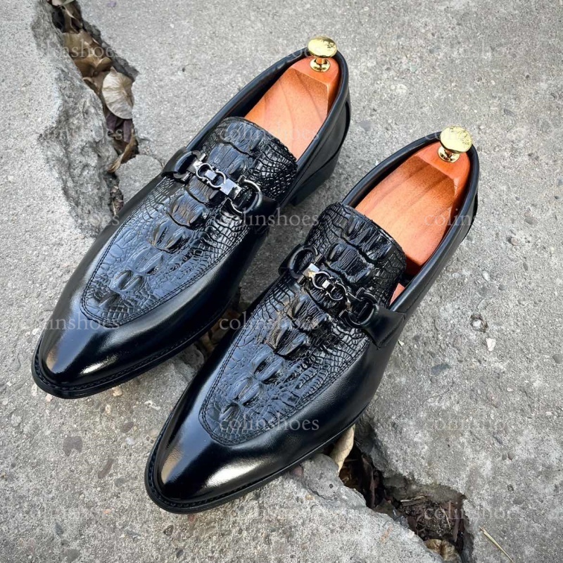 Exotic Buckle Point-Toe Loafers for Men – ColinShoes