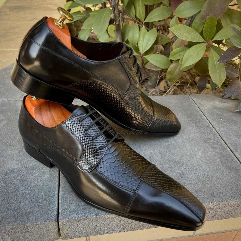 Luxuary Croc Print Lether Floral Sole Derbies-Colinshoes