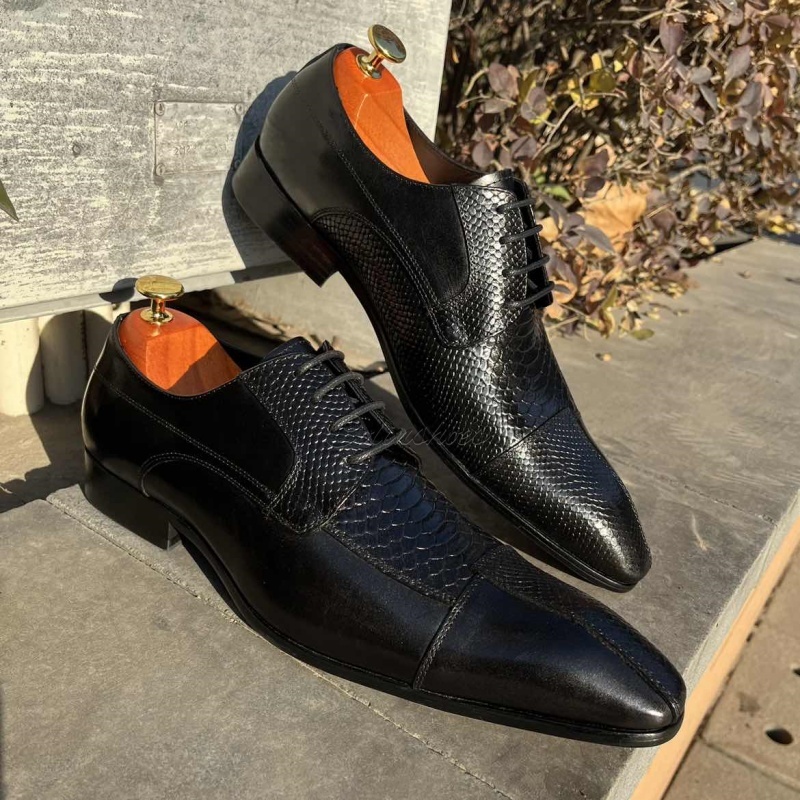 Luxuary Croc Print Lether Floral Sole Derbies-Colinshoes