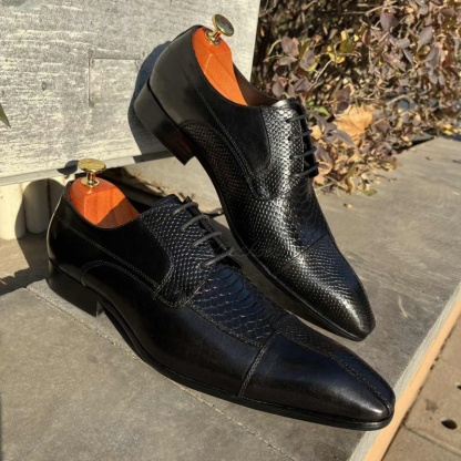 Luxuary Croc Print Lether Floral Sole Derbies-Colinshoes