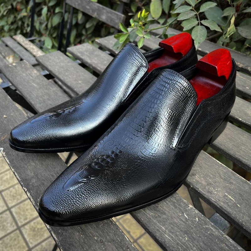 Pointed Exotic Leather Dress Loafers Men