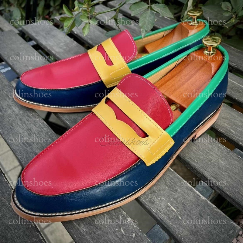 Statement Penny Loafers in Retro Color Combo-Colinshoes