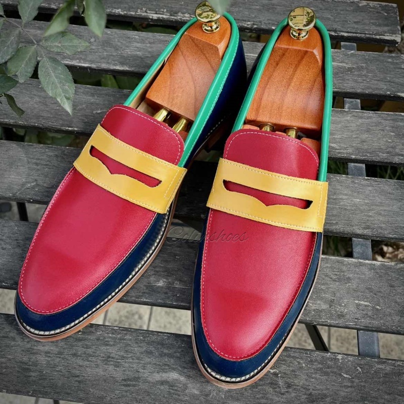 Color Freedom Leather Penny Loafers-Colinshoes