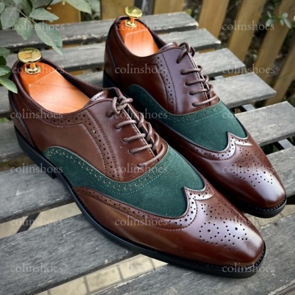 Men's Patchwork Brogue Oxford Dress Shoes