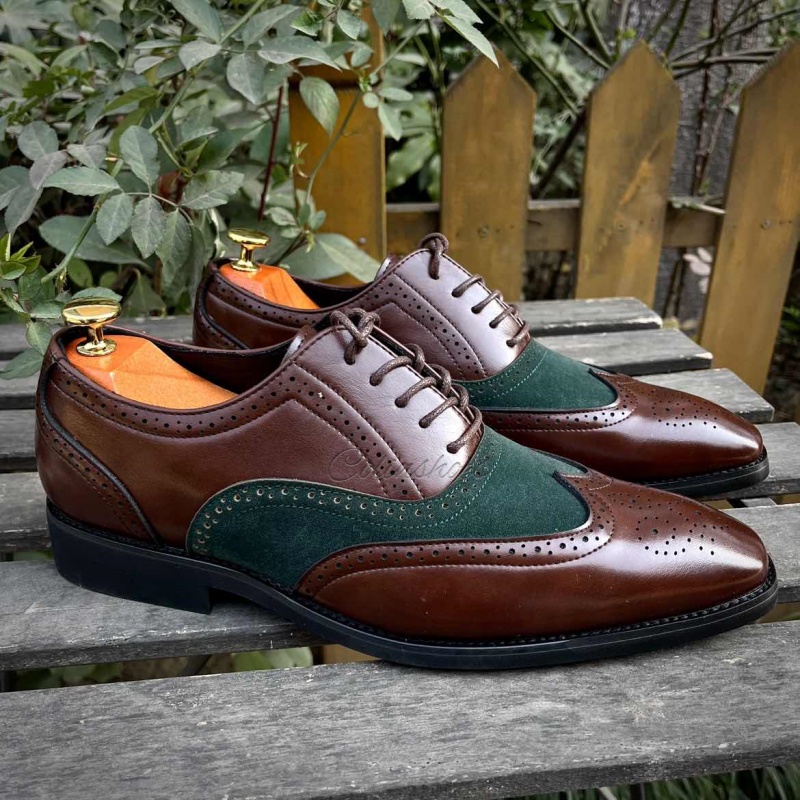 Affordable Wingtip Oxfords Suede Accents-Colinshoes