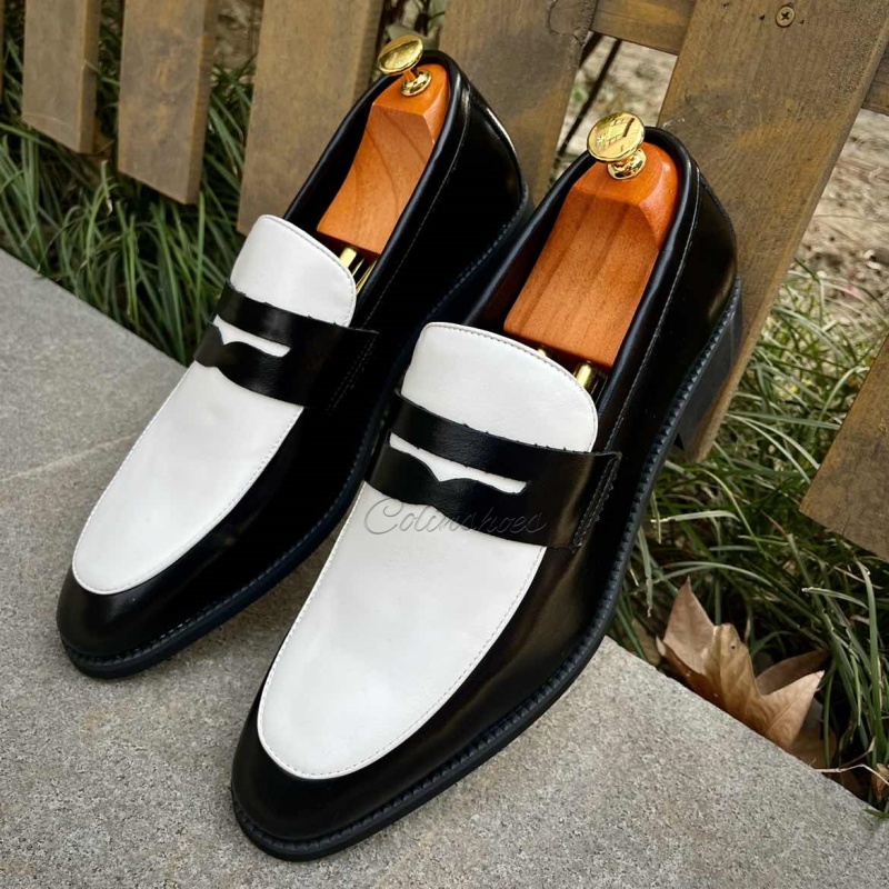 stylish men’s patchwork dress loafers-Colinshoes