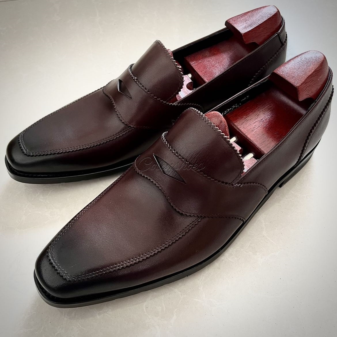 Goodyear Welt High-Shine Leather Penny Loafers-Colinshoes