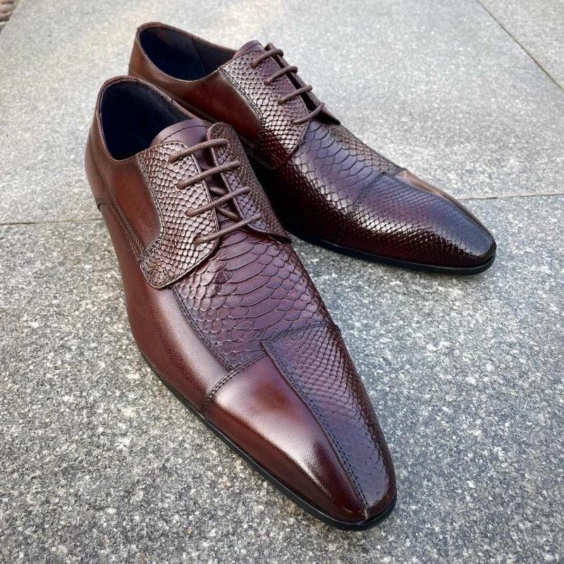 Luxuary Croc Print Lether Floral Sole Derbies-Colinshoes