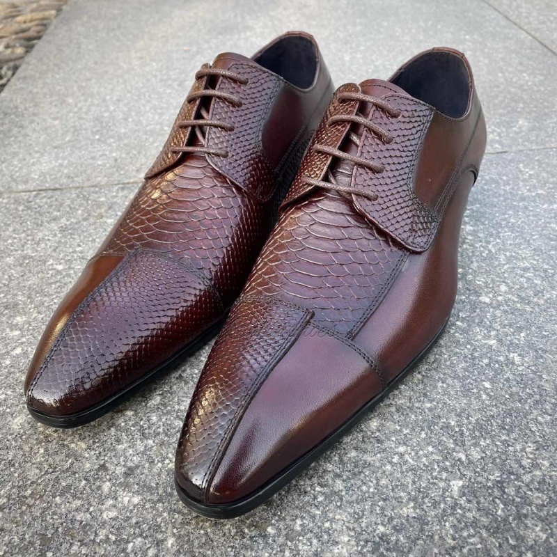 Luxuary Croc Print Lether Floral Sole Derbies-Colinshoes