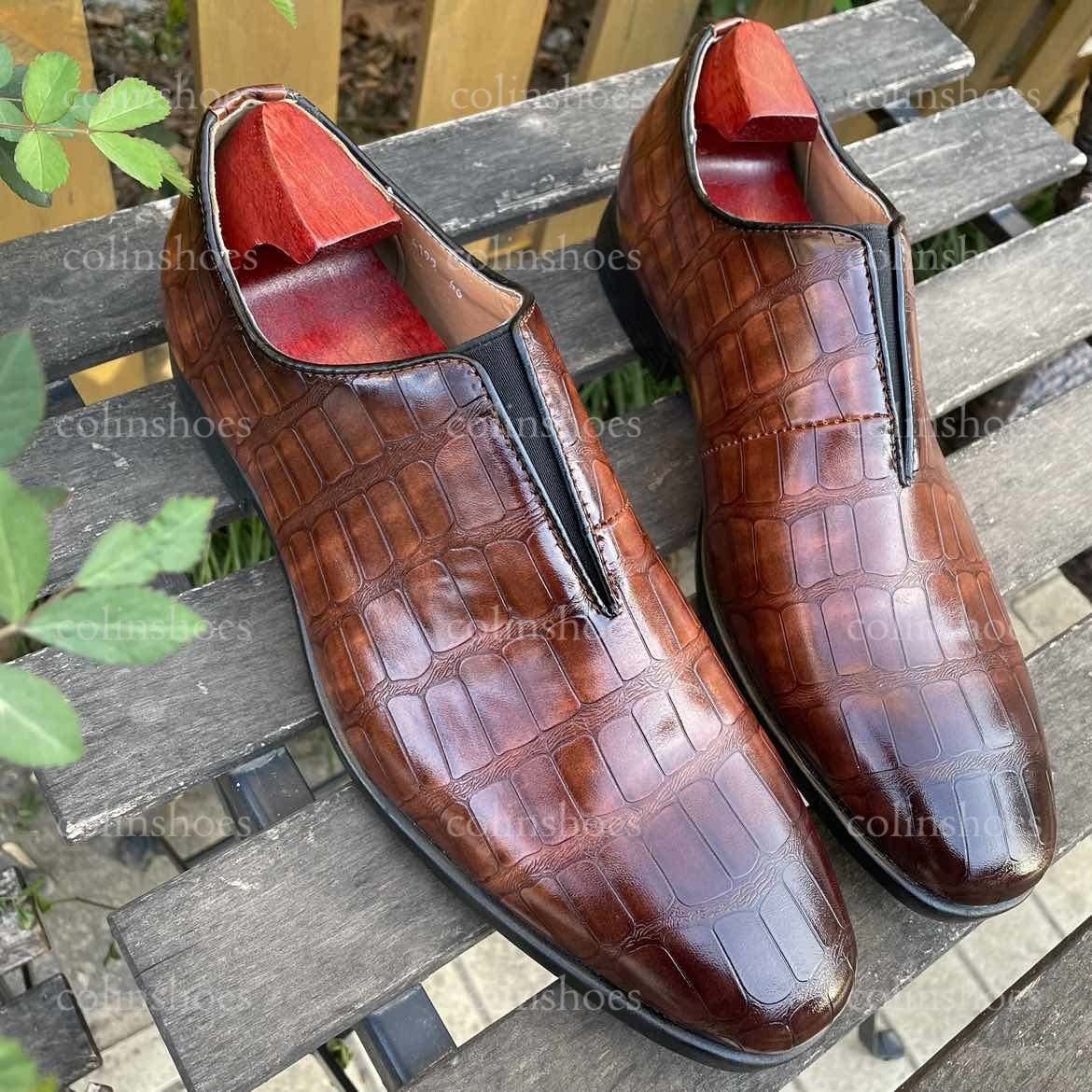 All-Day Ease Geometric Pattern Elastic Slip-Ons-Colinshoes