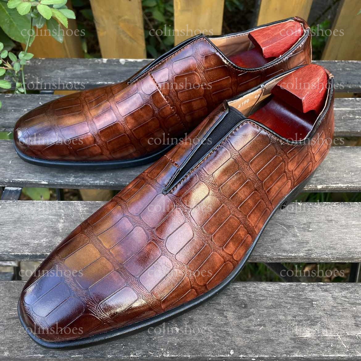 All-Day Ease Geometric Pattern Elastic Slip-Ons-Colinshoes