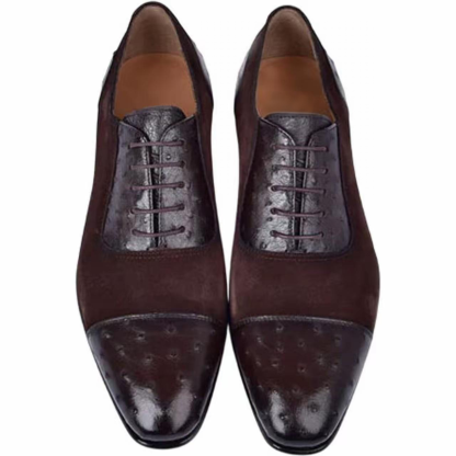Handmade brown cap toe oxford shoes