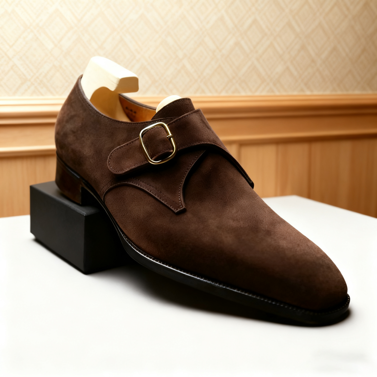 Brown Suede Monk Strap Shoes for Men – Classic Business & Casual Style | colinshoes