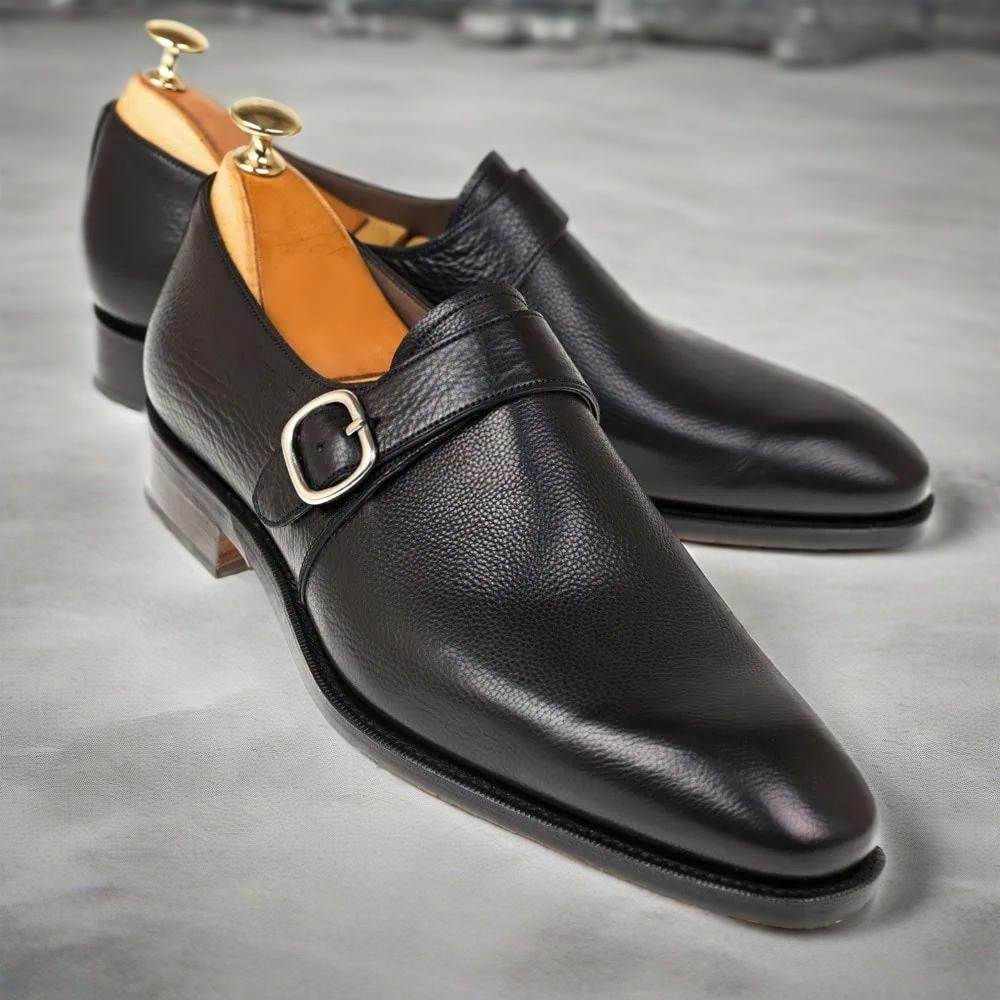 Creative Office Genuine Pebbled Single Monk Shoes