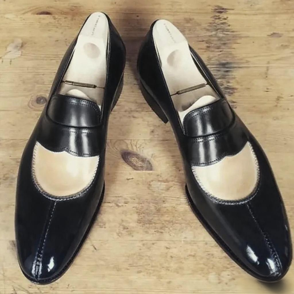 Two‑Tone Bold Penny Leather Loafers