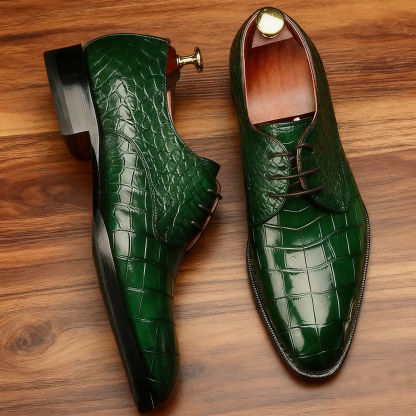 Crocodile Print Derby Shoes for Formal Events