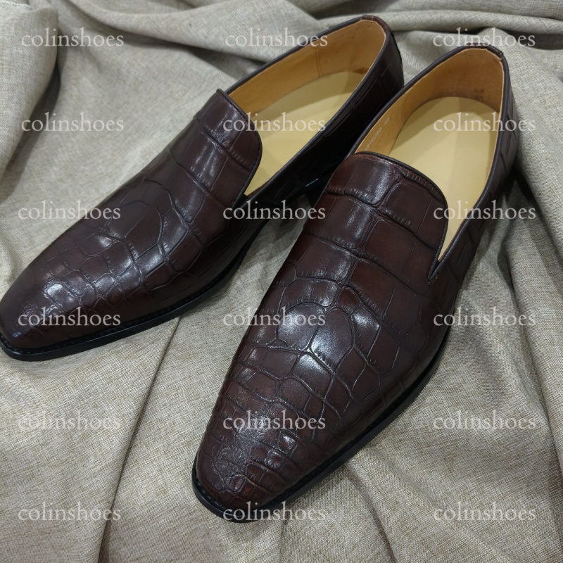 Minimalist Exotic Leather Office Wedding Loafers-Colinshoes