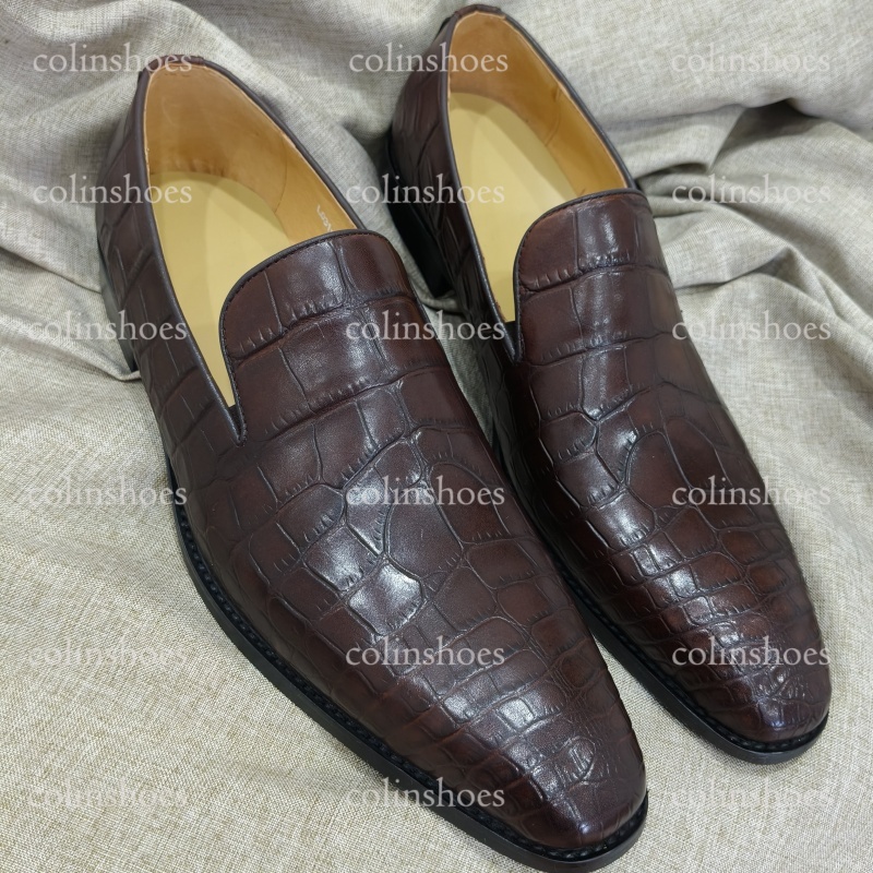Minimalist Exotic Leather Office Wedding Loafers-Colinshoes