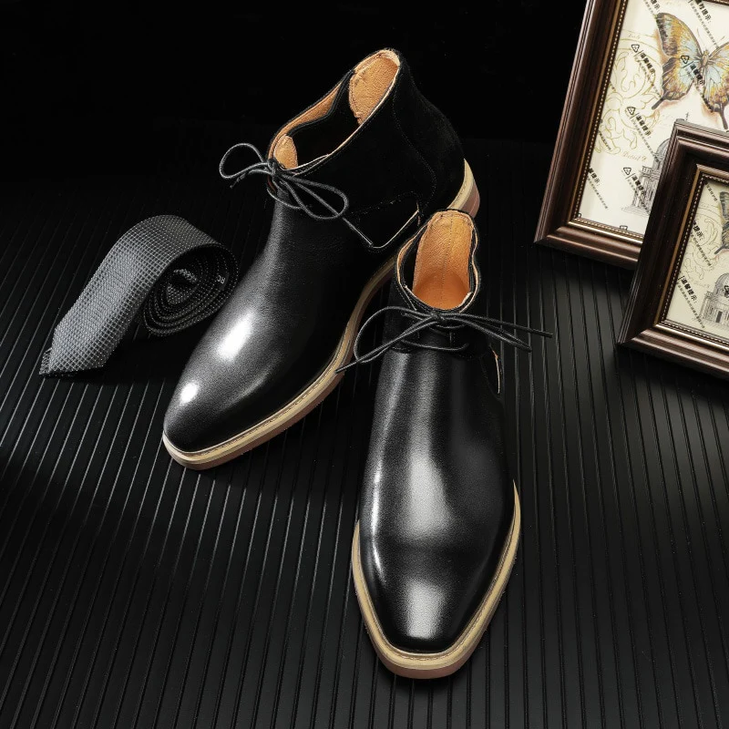 Elegant Two-Tone Suede Leather Chukka Boots-Colinshoes