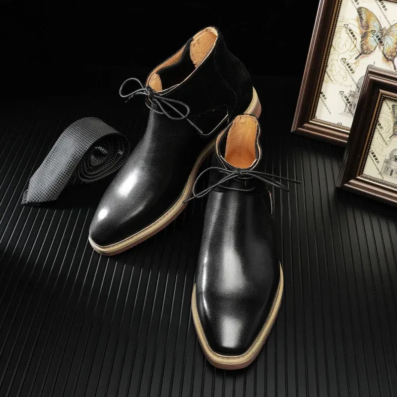 Elegant Two-Tone Suede Leather Chukka Boots-Colinshoes