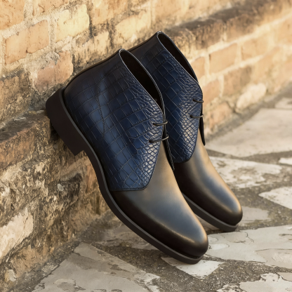 Modern Alligator Embossed Leather Chukka Boots
