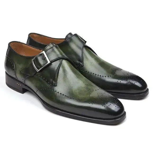 Elegant Brogue Buckle Monk Strap Shoes