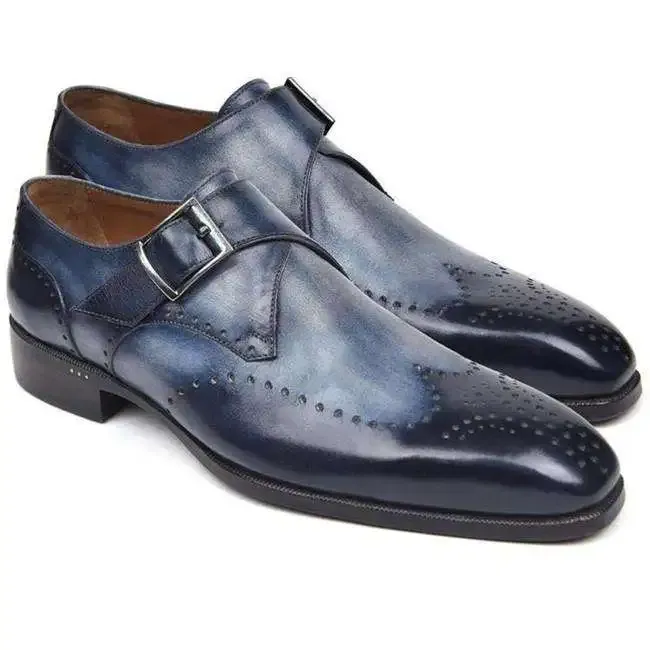 Men’s Brogue Buckle Monk Strap Dress Shoes