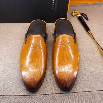 Statement  Handcrafted Leather Backless Loafer Mule Shoes