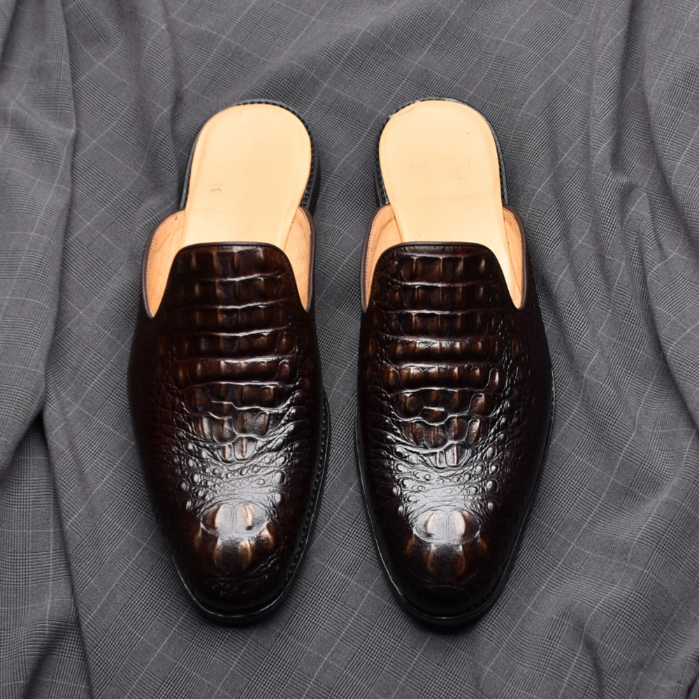 Authority Exotic Crocodile Embossed Leather Mule Loafers