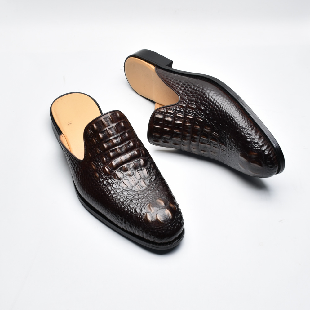 Authority Exotic Crocodile Embossed Leather Mule Loafers