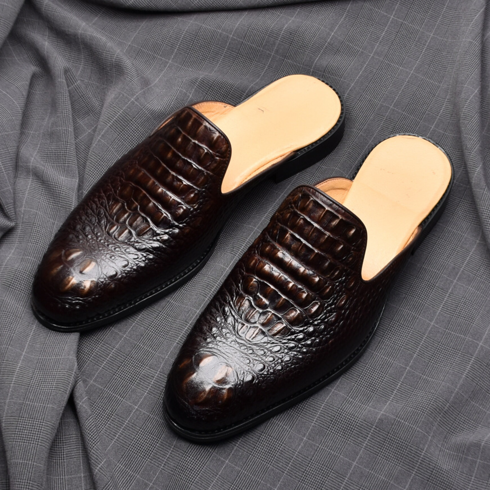 Authority Exotic Crocodile Embossed Leather Mule Loafers