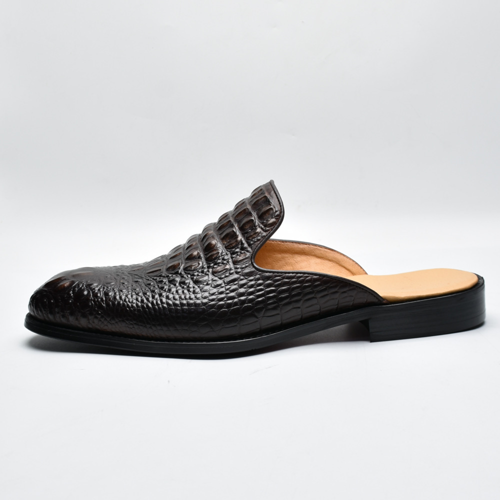 Authority Exotic Crocodile Embossed Leather Mule Loafers