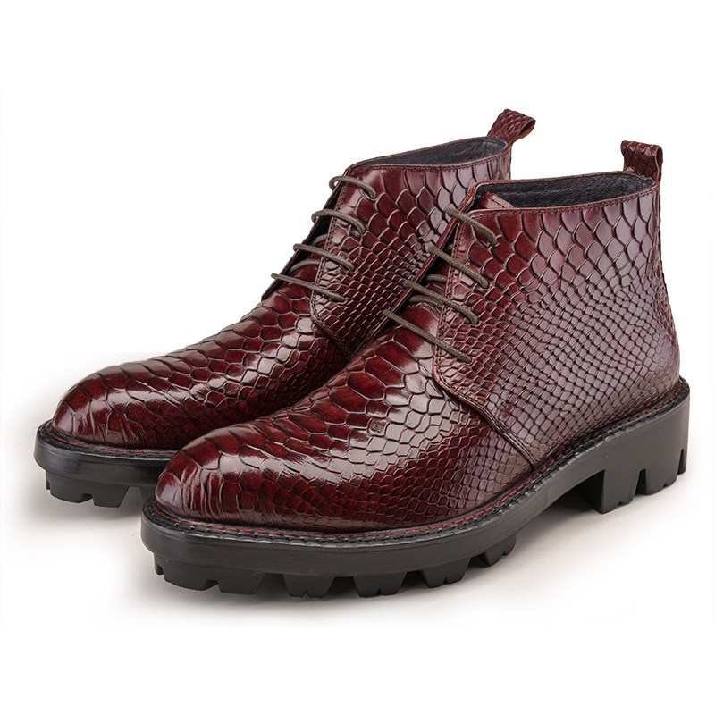 Men’s Alligator-Embossed Dress Combat Boots