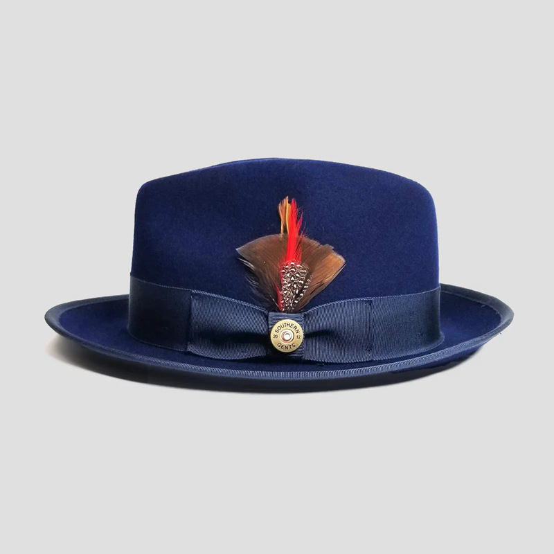 Classic Felt Fedora Hat with Feather Detail 58cm