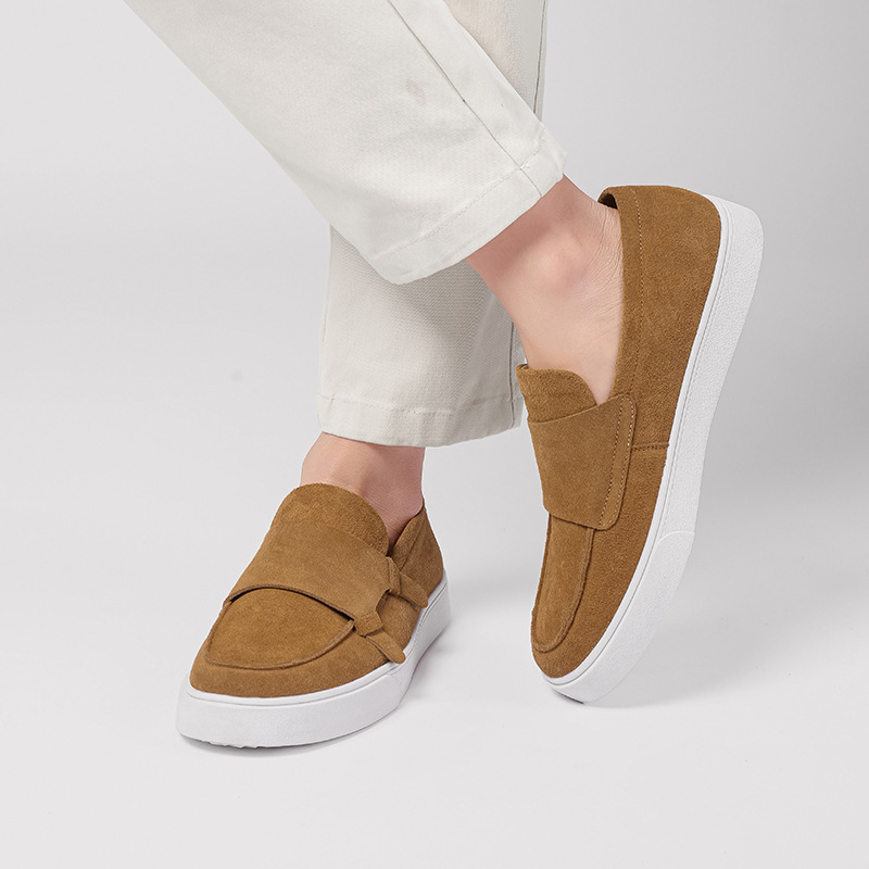 Men’s camel suede slip on loafers