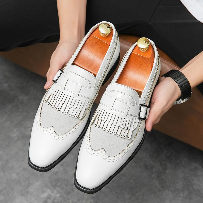 Stylish Men’s Loafers with Fringes and Buckles-Colinshoes